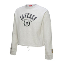 Heather Gray New York Yankees Mitchell & Ness Women's Cropped Toggle Pullover Sweatshirt