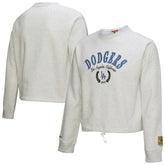 Heather Gray Los Angeles Dodgers Mitchell & Ness Women's Cropped Toggle Pullover Sweatshirt