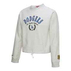 Heather Gray Los Angeles Dodgers Mitchell & Ness Women's Cropped Toggle Pullover Sweatshirt