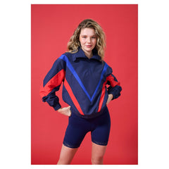 Navy Philadelphia Phillies Terez Women's Ripstop Chevron Quarter-Zip Pullover