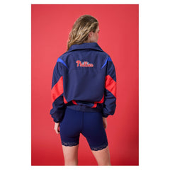 Navy Philadelphia Phillies Terez Women's Ripstop Chevron Quarter-Zip Pullover