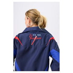 Navy New York Yankees Terez Women's Ripstop Chevron Quarter-Zip Pullover