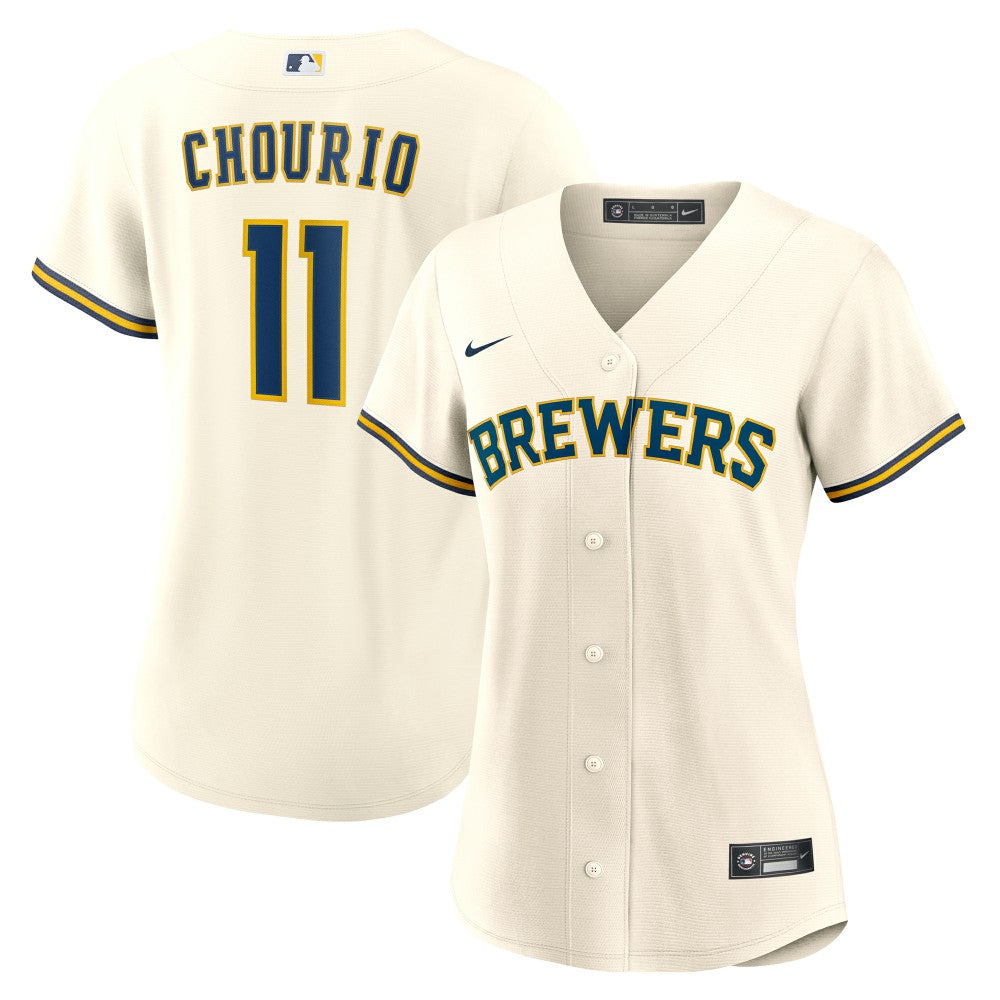Cream Jackson Chourio Milwaukee Brewers Nike Women's Home Replica Jersey