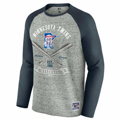 Heather Gray Minnesota Twins Darius Rucker Collection by Fanatics Raw Edge Raglan Long Sleeve Baseball T-Shirt