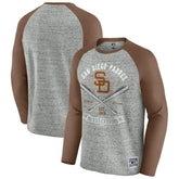 Heather Gray San Diego Padres Darius Rucker Collection by Fanatics Raw Edge Raglan Long Sleeve Baseball T-Shirt