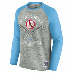 Heather Gray St. Louis Cardinals Darius Rucker Collection by Fanatics Raw Edge Raglan Long Sleeve Baseball T-Shirt