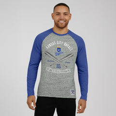 Heather Gray Kansas City Royals Darius Rucker Collection by Fanatics Raw Edge Raglan Long Sleeve Baseball T-Shirt