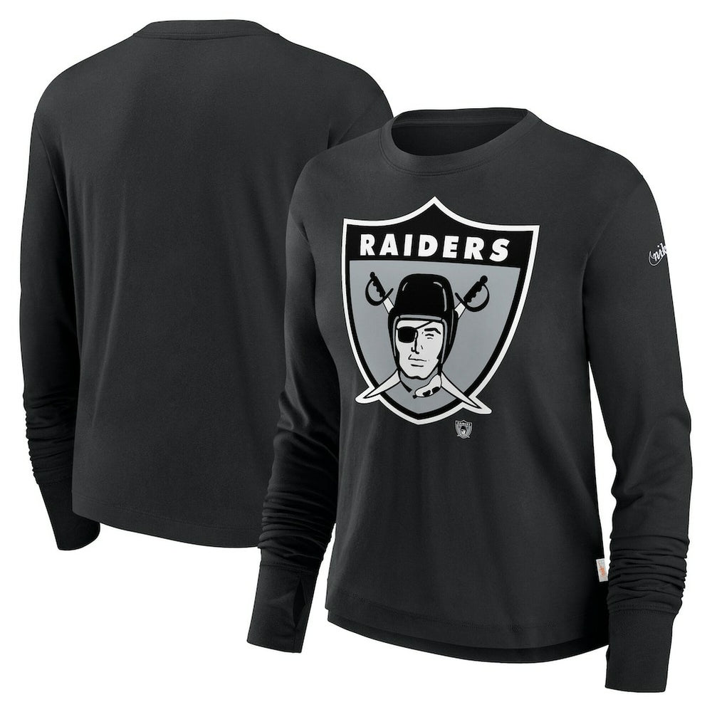 Women's Large Logo Cropped Long Sleeve Fashion T-Shirt - Las Vegas Raiders T-shirts