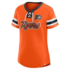 NHL Philadelphia Flyers Fanatics Women's Iconic Athena Lace-Up T-Shirt