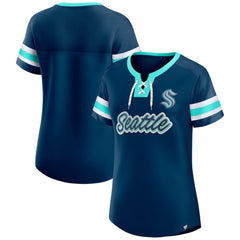 NHL Seattle Kraken Fanatics Women's Iconic Athena Lace-Up T-Shirt