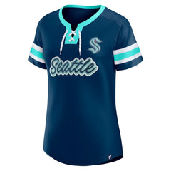 NHL Seattle Kraken Fanatics Women's Iconic Athena Lace-Up T-Shirt