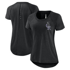 Heather Black Colorado Rockies Nike Women's Summer Breeze Raglan Fashion T-Shirt