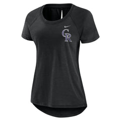 Heather Black Colorado Rockies Nike Women's Summer Breeze Raglan Fashion T-Shirt