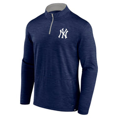 Heather Navy New York Yankees Fanatics Fundamentals Quarter-Zip Pullover