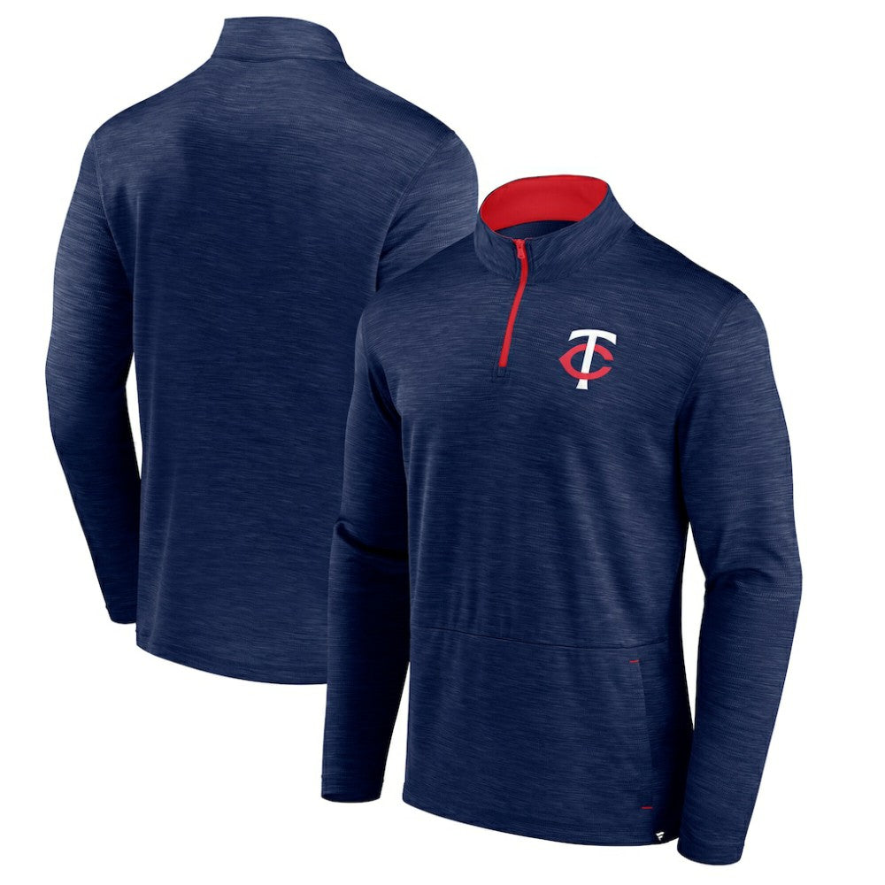 Heather Navy Minnesota Twins Fanatics Fundamentals Quarter-Zip Pullover