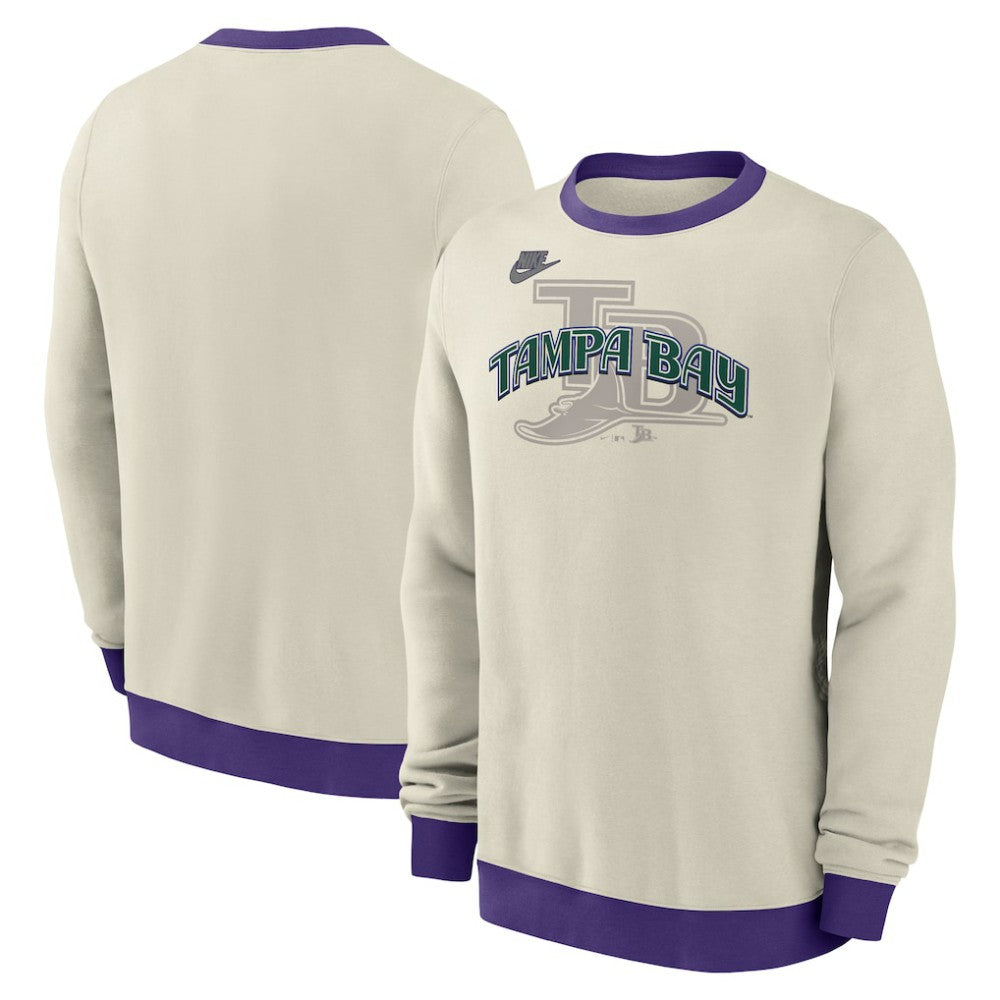 Cream Tampa Bay Rays Nike Cooperstown Collection Fleece Pullover Sweatshirt