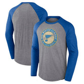 NHL St. Louis Blues Fanatics 2022 NHL Winter Classic Vintage Distressed Raglan Tri-Blend Long Sleeve T-Shirt