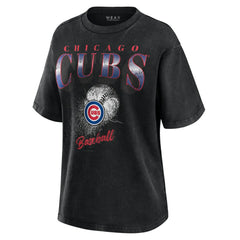 Charcoal Chicago Cubs WEAR by Erin Andrews Women's Oversized Boyfriend T-Shirt