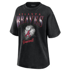 Charcoal Atlanta Braves WEAR by Erin Andrews Women's Oversized Boyfriend T-Shirt