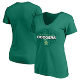 Kelly Green Los Angeles Dodgers Profile Women's Plus Size Celtic V-Neck T-Shirt