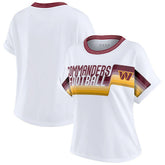 WEAR by Erin Andrews Women's Cropped Center Stripe Dolman T-Shirt - Washington Commanders T-shirts