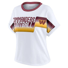 WEAR by Erin Andrews Women's Cropped Center Stripe Dolman T-Shirt - Washington Commanders T-shirts