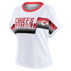 WEAR by Erin Andrews Women's Cropped Center Stripe Dolman T-Shirt - Kansas City Chiefs T-shirts
