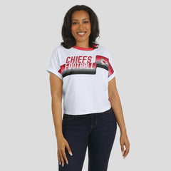 WEAR by Erin Andrews Women's Cropped Center Stripe Dolman T-Shirt - Kansas City Chiefs T-shirts