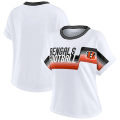 WEAR by Erin Andrews Women's Cropped Center Stripe Dolman T-Shirt - Cincinnati Bengals T-shirts