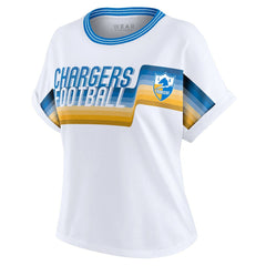 WEAR by Erin Andrews Women's Cropped Center Stripe Dolman T-Shirt - Los Angeles Chargers T-shirts