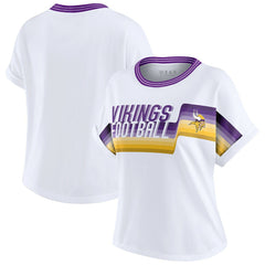 WEAR by Erin Andrews Women's Cropped Center Stripe Dolman T-Shirt - Minnesota Vikings T-shirts