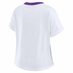 WEAR by Erin Andrews Women's Cropped Center Stripe Dolman T-Shirt - Minnesota Vikings T-shirts