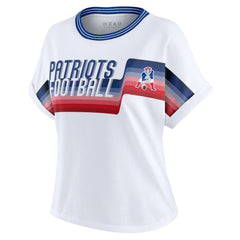 WEAR by Erin Andrews Women's Cropped Center Stripe Dolman T-Shirt - New England Patriots T-shirts