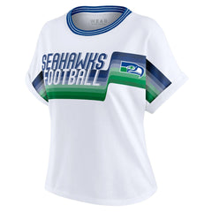 WEAR by Erin Andrews Women's Cropped Center Stripe Dolman T-Shirt - Seattle Seahawks T-shirts