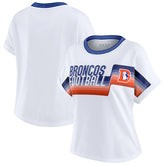 WEAR by Erin Andrews Women's Cropped Center Stripe Dolman T-Shirt - Denver Broncos T-shirts
