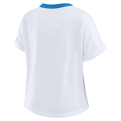 WEAR by Erin Andrews Women's Cropped Center Stripe Dolman T-Shirt - Detroit Lions T-shirts