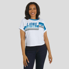 WEAR by Erin Andrews Women's Cropped Center Stripe Dolman T-Shirt - Detroit Lions T-shirts