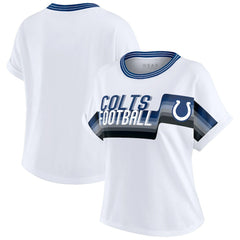 WEAR by Erin Andrews Women's Cropped Center Stripe Dolman T-Shirt - Indianapolis Colts T-shirts