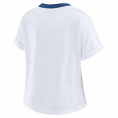 WEAR by Erin Andrews Women's Cropped Center Stripe Dolman T-Shirt - Indianapolis Colts T-shirts