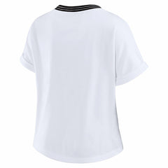 WEAR by Erin Andrews Women's Cropped Center Stripe Dolman T-Shirt - Jacksonville Jaguars T-shirts