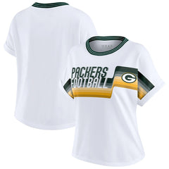 WEAR by Erin Andrews Women's Cropped Center Stripe Dolman T-Shirt - Green Bay Packers T-shirts