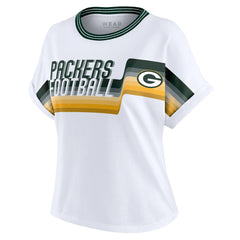 WEAR by Erin Andrews Women's Cropped Center Stripe Dolman T-Shirt - Green Bay Packers T-shirts