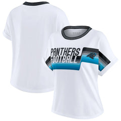 WEAR by Erin Andrews Women's Cropped Center Stripe Dolman T-Shirt - Carolina Panthers T-shirts