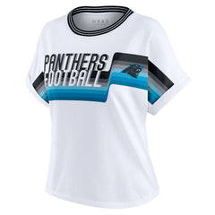 WEAR by Erin Andrews Women's Cropped Center Stripe Dolman T-Shirt - Carolina Panthers T-shirts