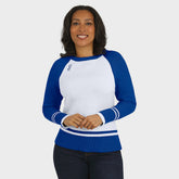 WEAR by Erin Andrews Women's Colorblock Raglan Sweater - Buffalo Bills