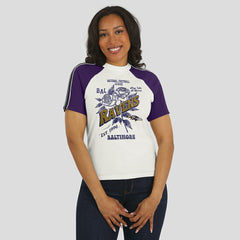 WEAR by Erin Andrews Women's Sleeve Stripe Distressed Raglan T-Shirt - Baltimore Ravens T-shirts