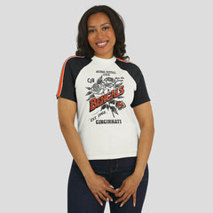 WEAR by Erin Andrews Women's Sleeve Stripe Distressed Raglan T-Shirt - Cincinnati Bengals T-shirts