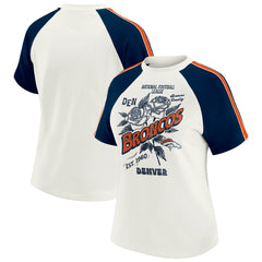 WEAR by Erin Andrews Women's Sleeve Stripe Distressed Raglan T-Shirt - Denver Broncos T-shirts