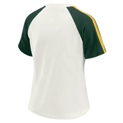 WEAR by Erin Andrews Women's Sleeve Stripe Distressed Raglan T-Shirt - Green Bay Packers T-shirts