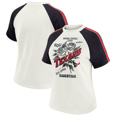 WEAR by Erin Andrews Women's Sleeve Stripe Distressed Raglan T-Shirt - Houston Texans T-shirts
